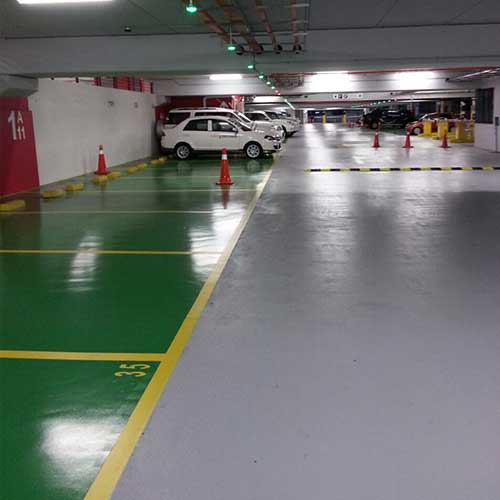 Car park with polyurethane floor coating in Malaysia